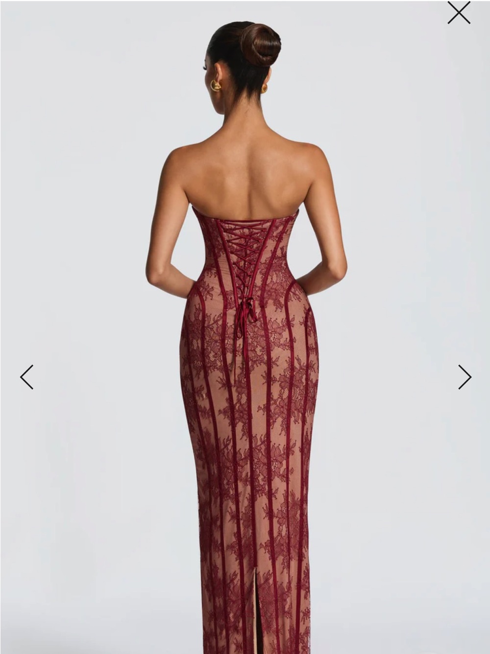 Babyboo SIAN MAXI DRESS - BURGUNDY Strapless Lace Evening Gown - Picture 5 of 8